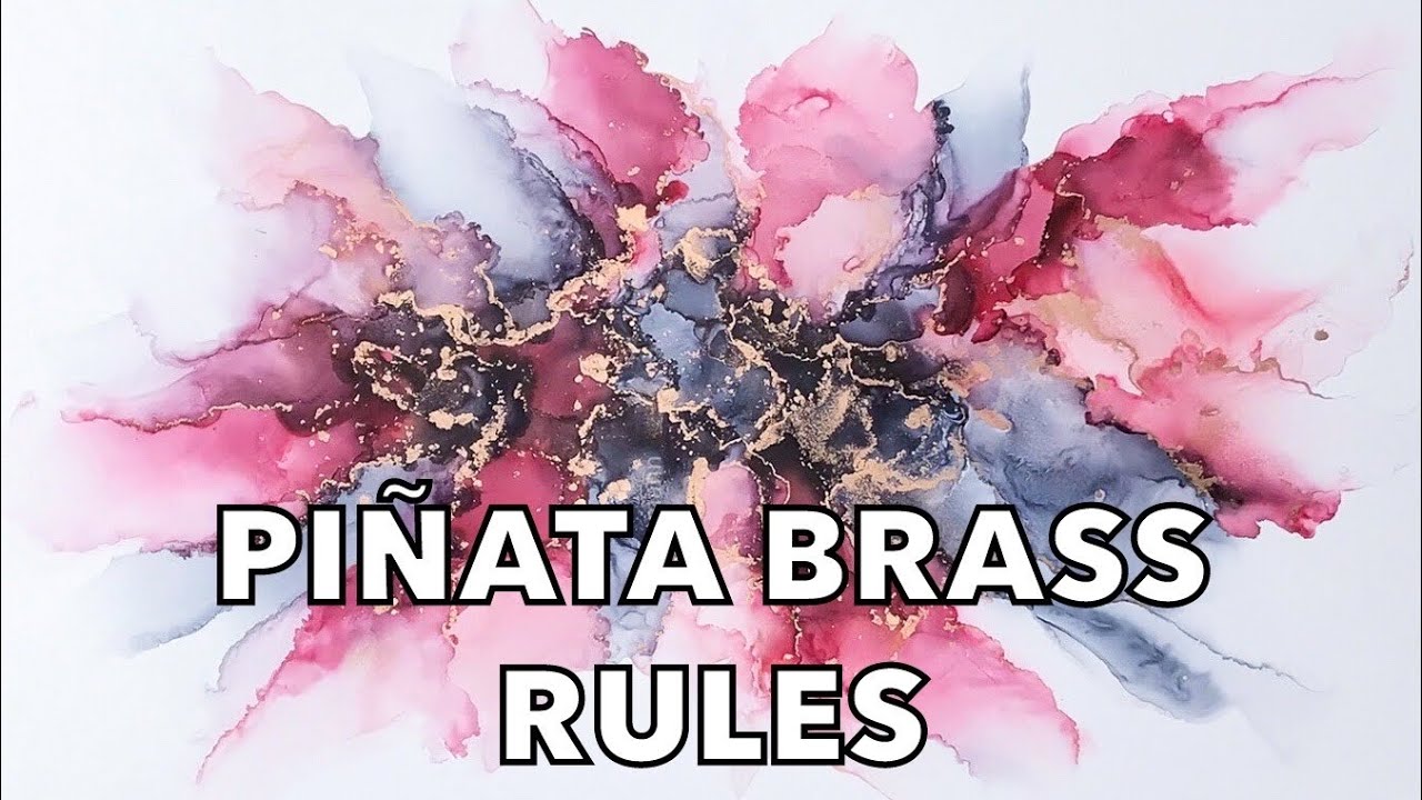 Alcohol ink art - wispy piece with Pi&ntilde;ata brass [48]