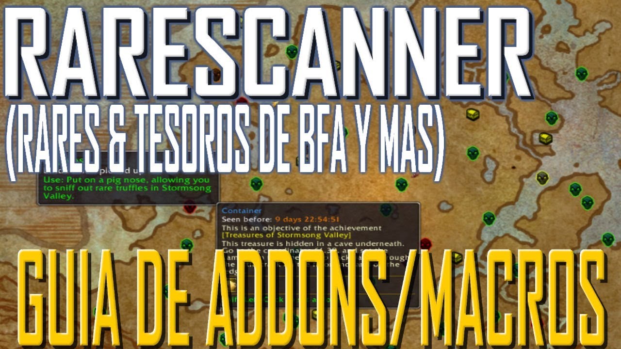 WoW|Guia de Addons/Macros|RareScanner|Rares & tesoros de BFA y mas!