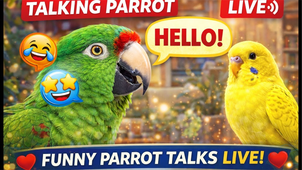 LIVE Bird Cam 🦜 Talking Parrot & Yellow Budgie | Funny & Relaxing Stream
