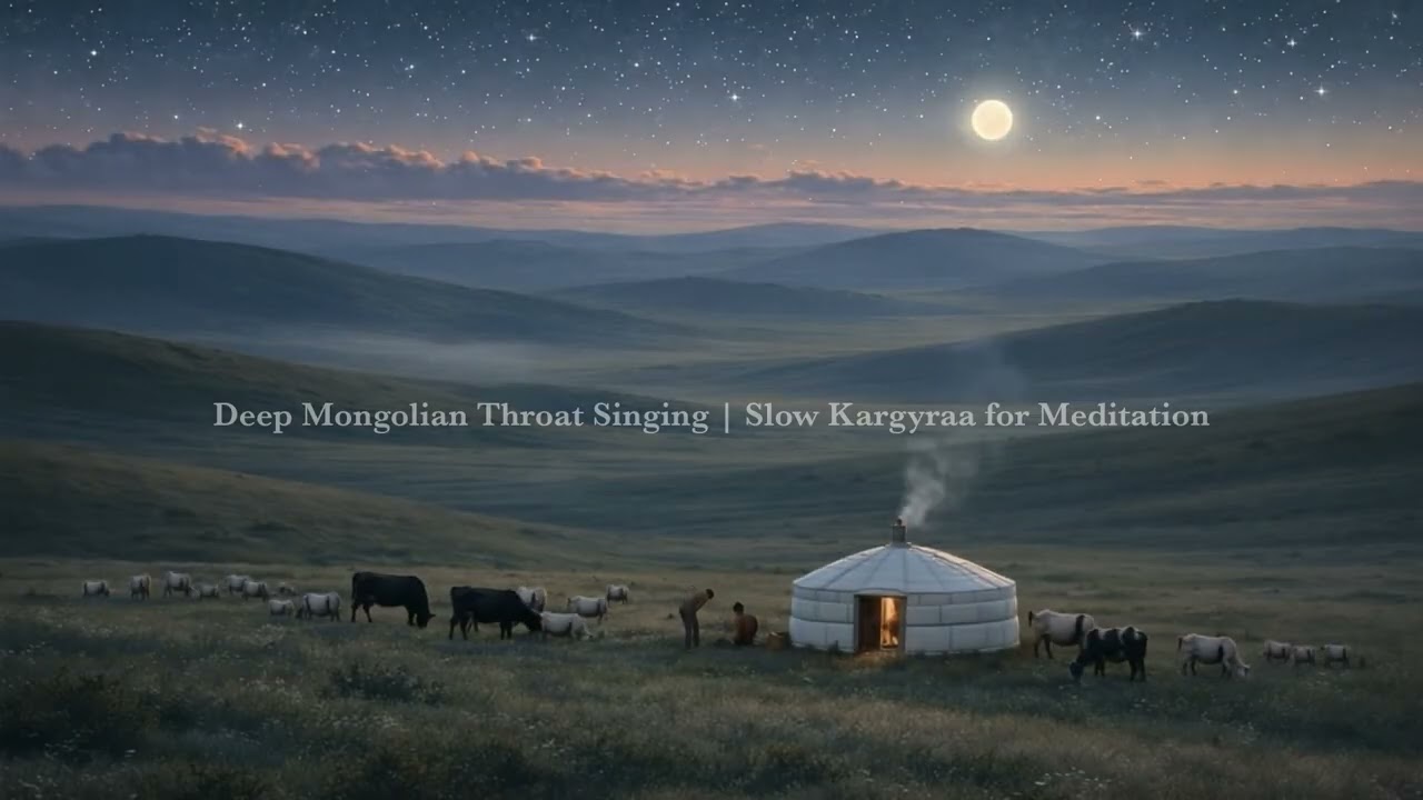 Meditation Music | Deep Mongolian Throat Singing 🌒 ⛰️🦬 | Slow Kargyraa Meditation for Deep Calm