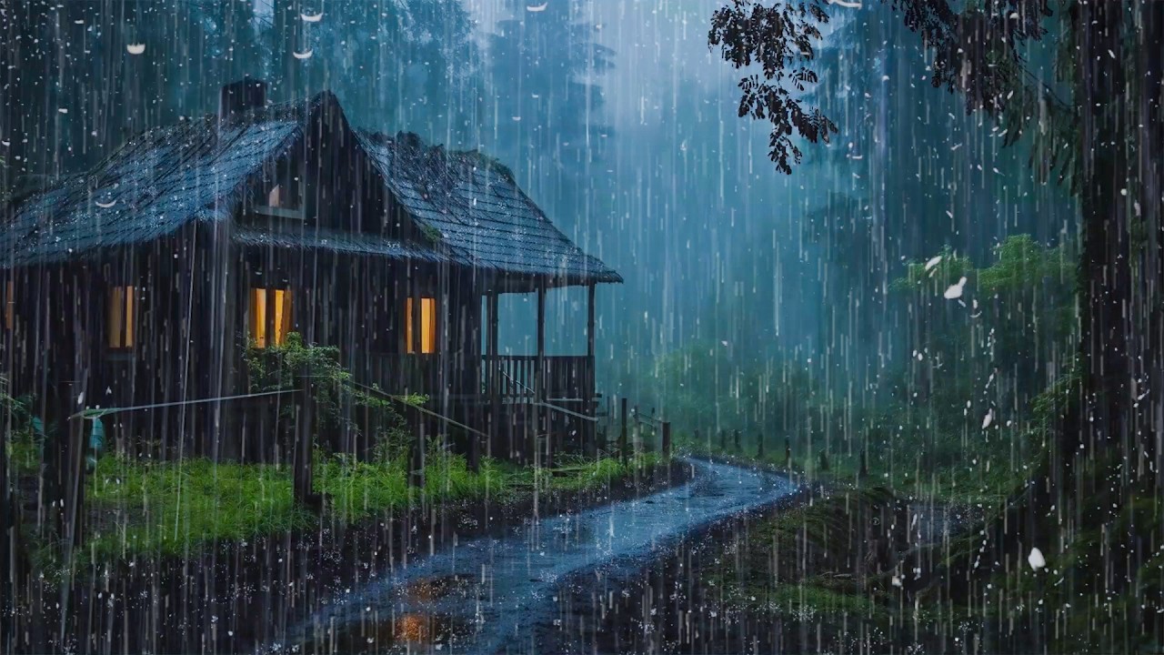 Goodbye Insomnia – Pouring Rain on Metal Roof with Explosive Thunder in Midnight Forest