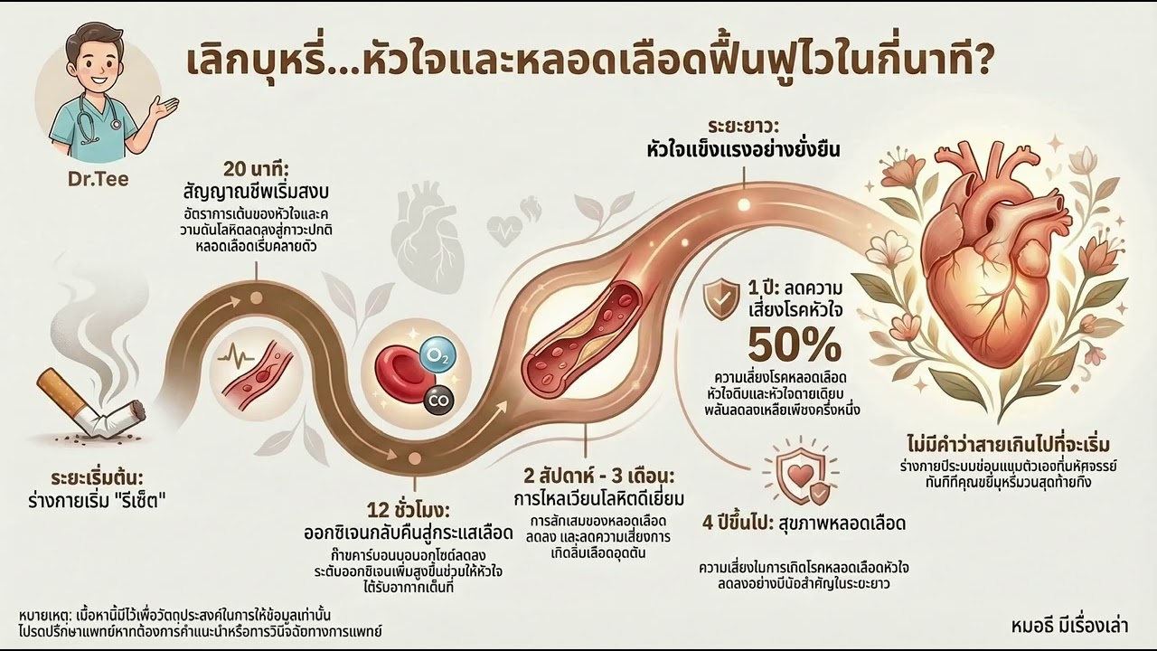 เลิกบุหรี่ ฟื้นฟูหลอดเลือดและลดความเสี่ยงโรคหัวใจภายในกี่วัน?