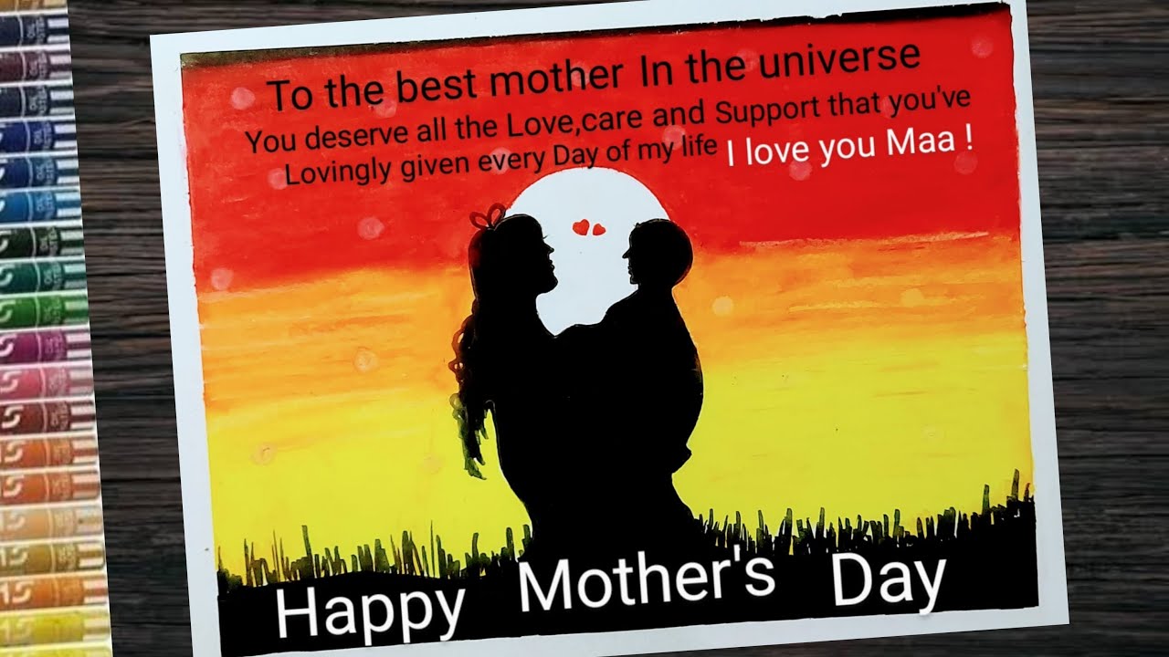 Mother's Day easy drawing with oil pastels l Mother and child love drawing l Mother's Day drawing