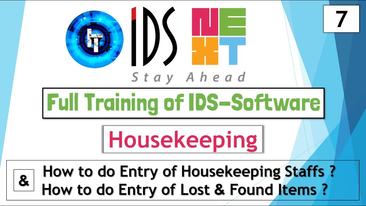 IDS Training | Housekeeping | How to do Entry of Housekeeping Staffs and Lost & Found Items | IDS