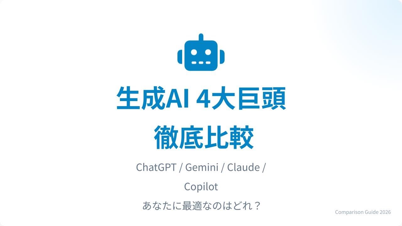 生成AI 4大巨頭比較