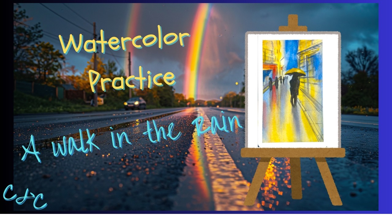Watercolor Sketchbook Practice : A Walk in the rain