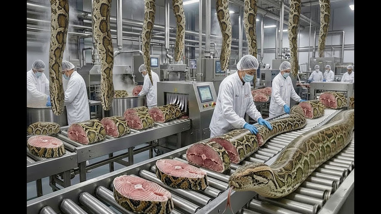 Inside the Snake Meat Processing Factory  Hygienic Food Production Line