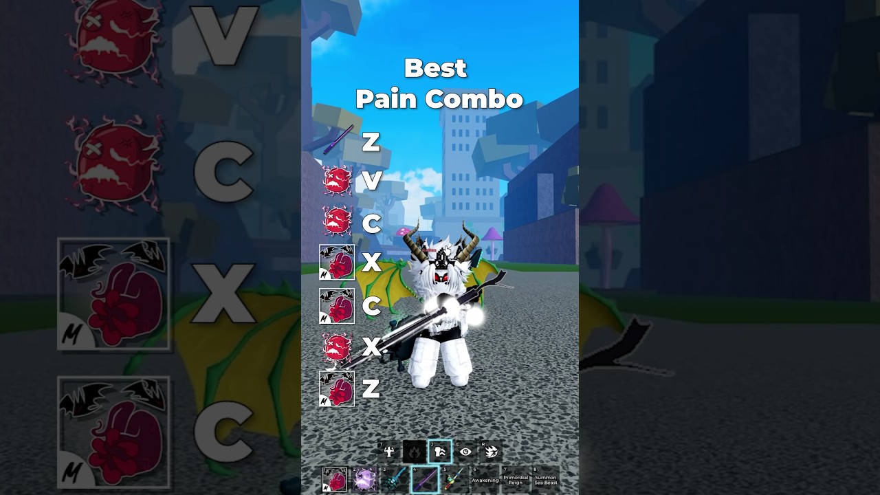 Комбинация &laquo;Боль&raquo;, &laquo;Сангвин Арт&raquo; и &laquo;Гравитационный клинок&raquo; #roblox #bloxfruits