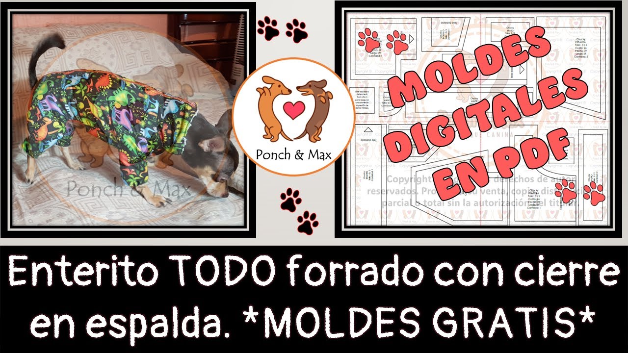 DIY 🐶 Elaboración de enterito forrado con cierre espalda | Ropa para perros y mascotas MOLDES GRATIS