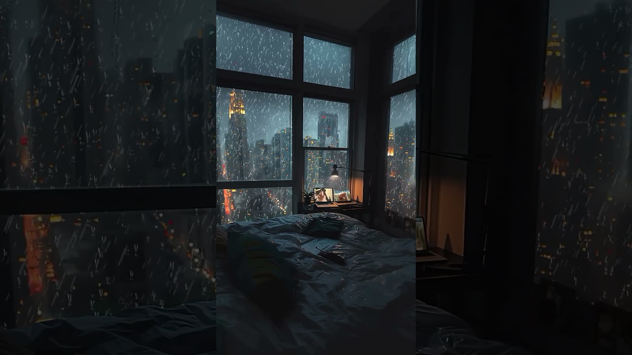 Rainy city skyline 🌃🌧️ #satisfying #rain #cozy #relax #cozyrelaxing #peace #calm #skyline