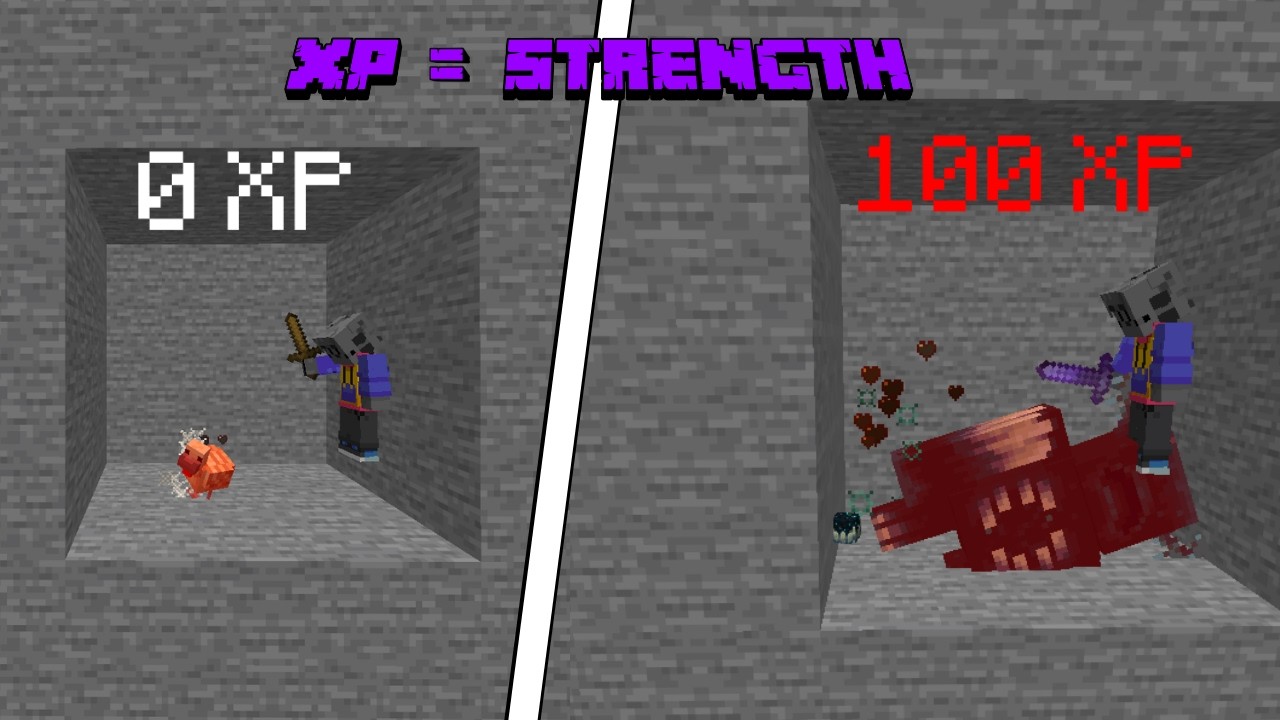 Minecraft, But EXP = STRENGTH