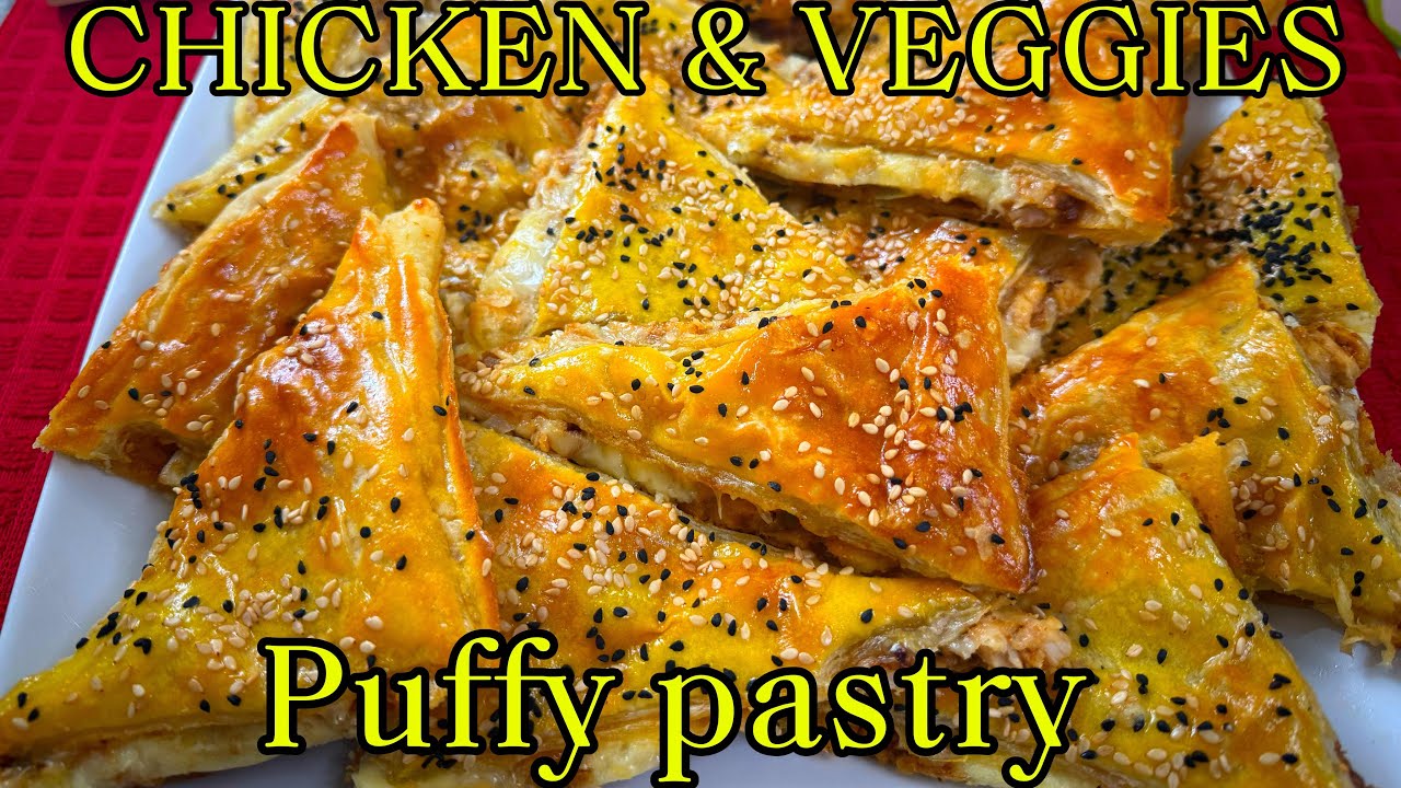Golden Crispy Chicken & Veg Puff Pastry 🥐😍	پف پیستری مرغ و سبزیجات در ۱۰ دقیقه