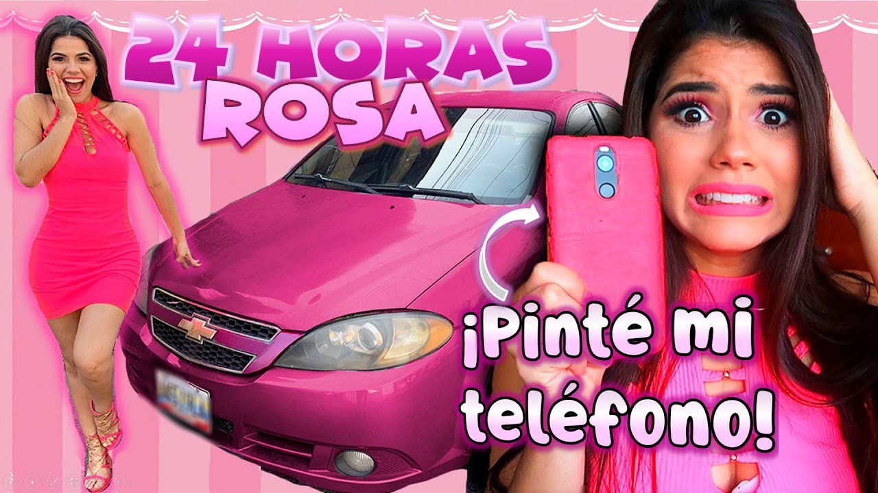 24 HORAS COMIENDO y VIVIENDO ROSA CON MI EX - COMIDA por COLORES
