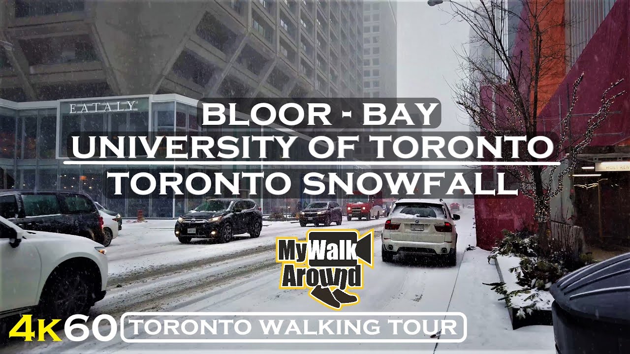 A winter snowfall walk in downtown Toronto and the University of Toronto (4k Toronto video)