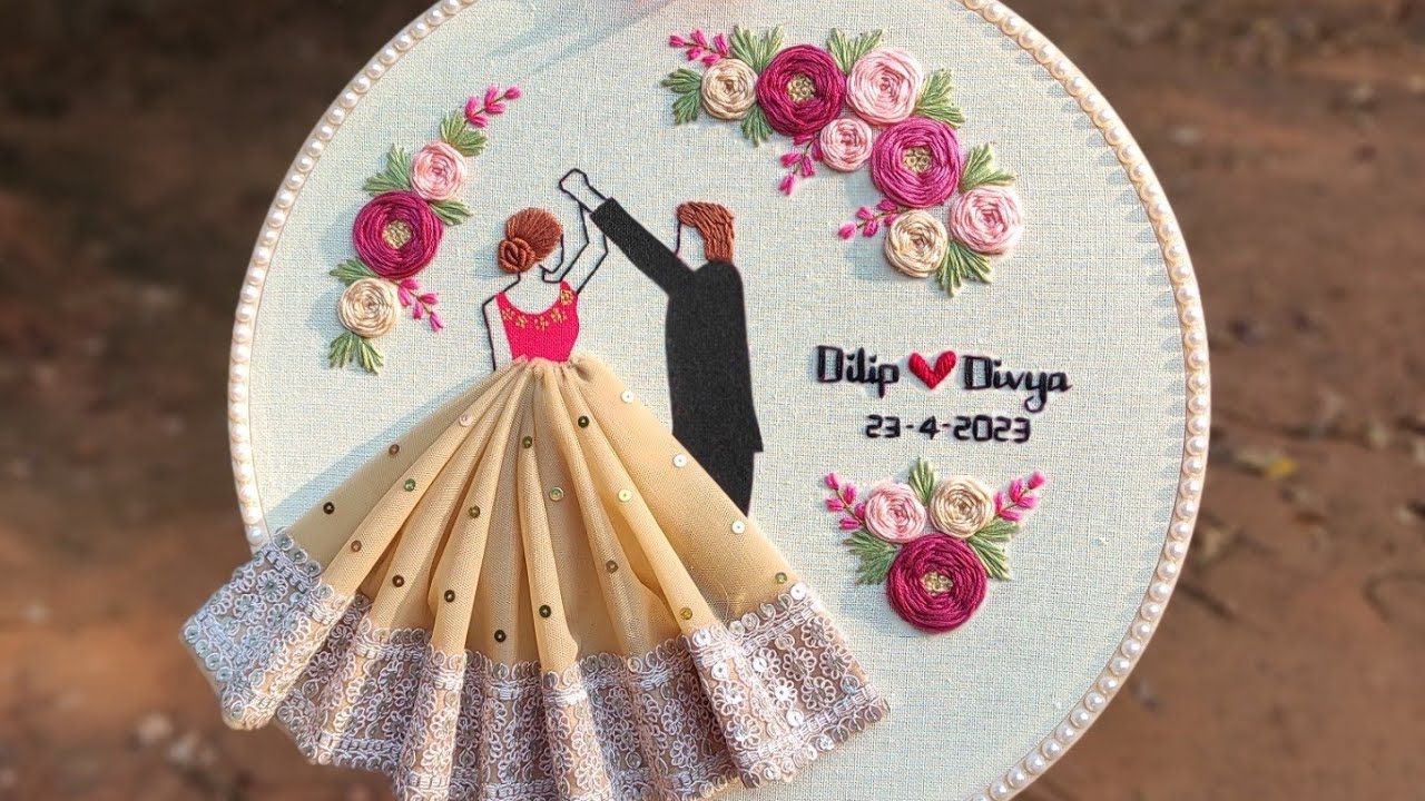 Beautiful Hand Embroidery Couple Hoop with Free Pattern ❤️ Embroidery by Gossamer