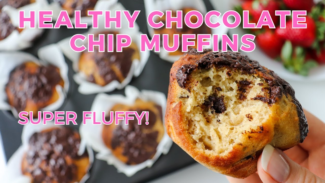 Healthy Chocolate Chip Muffins | Gluten free & Fluffy