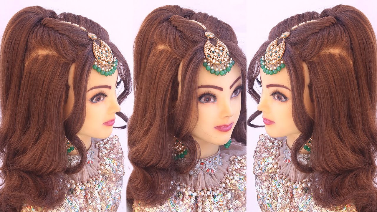 Curly Hairstyles with Braids l Hollywood waves l Mehndi Bridal Hairstyle l Front variation