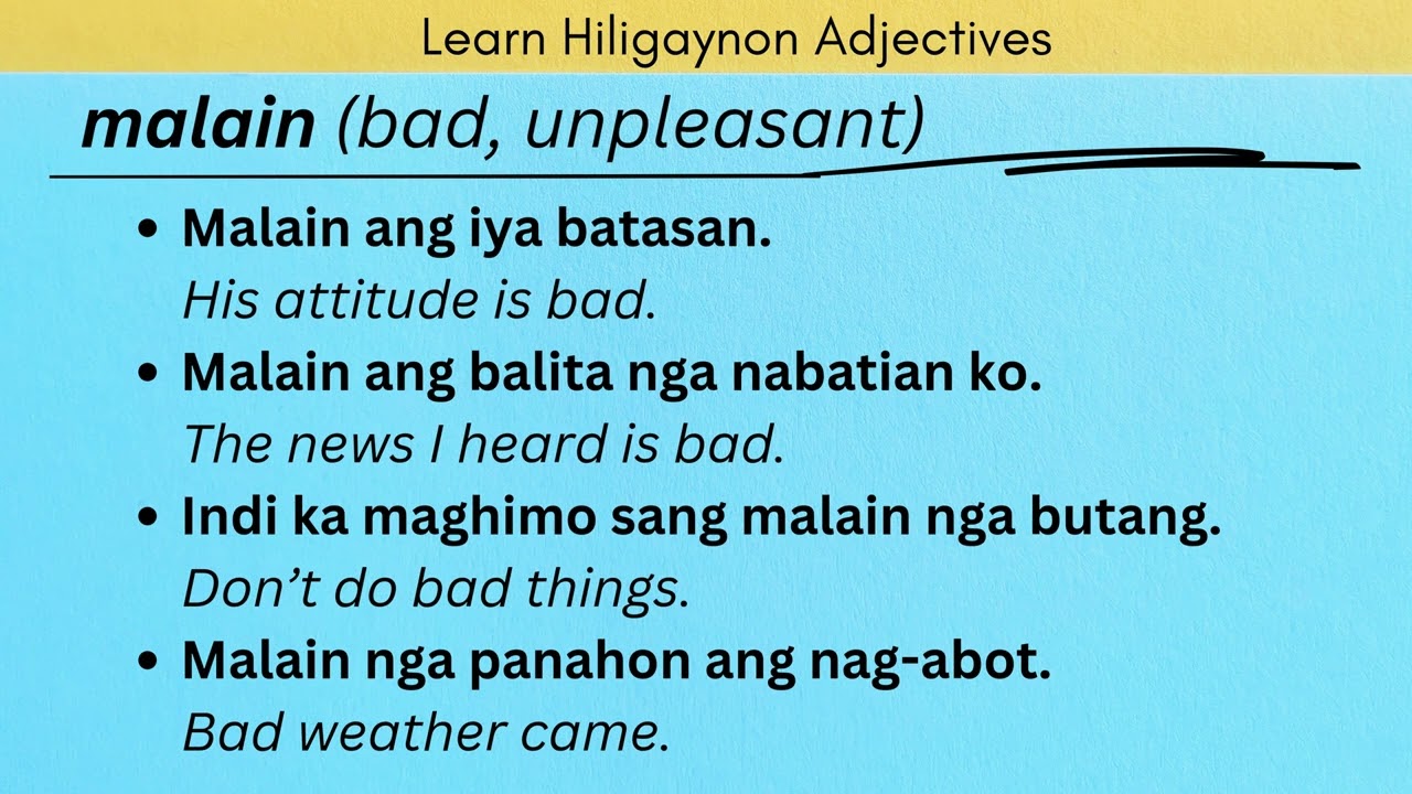 Learn Hiligaynon Adjectives | LEARN HILIGAYNON/ILONGGO #hiligaynon #ilonggo