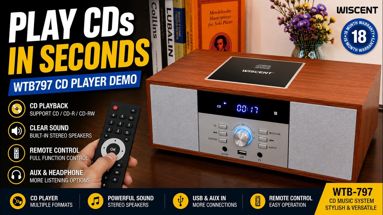 WTB797 player operation introduction #amazon #music  #cds #player #radio #bluetooth #WISCENT #WTB797