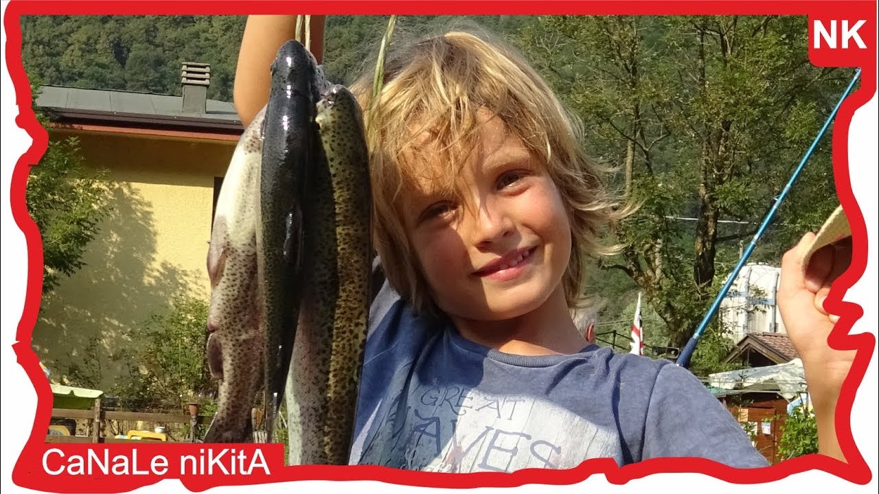 A Pesca con Papa' - Pescare i Pesci Rossi? - Vlog gita in montagna Allevamento Trote Canale Nikita