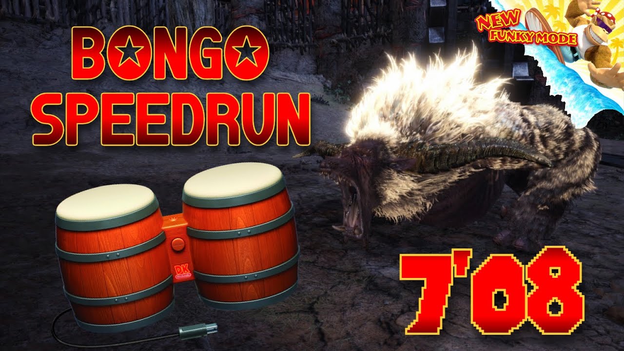 Playing Monster Hunter World with the DK BONGOS | Tempered Furious Rajang 7'08