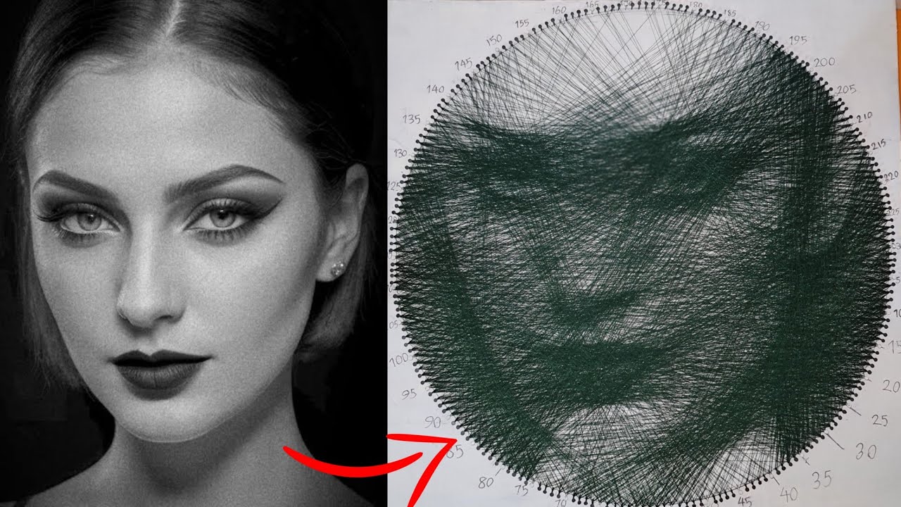 Portrait design with string art