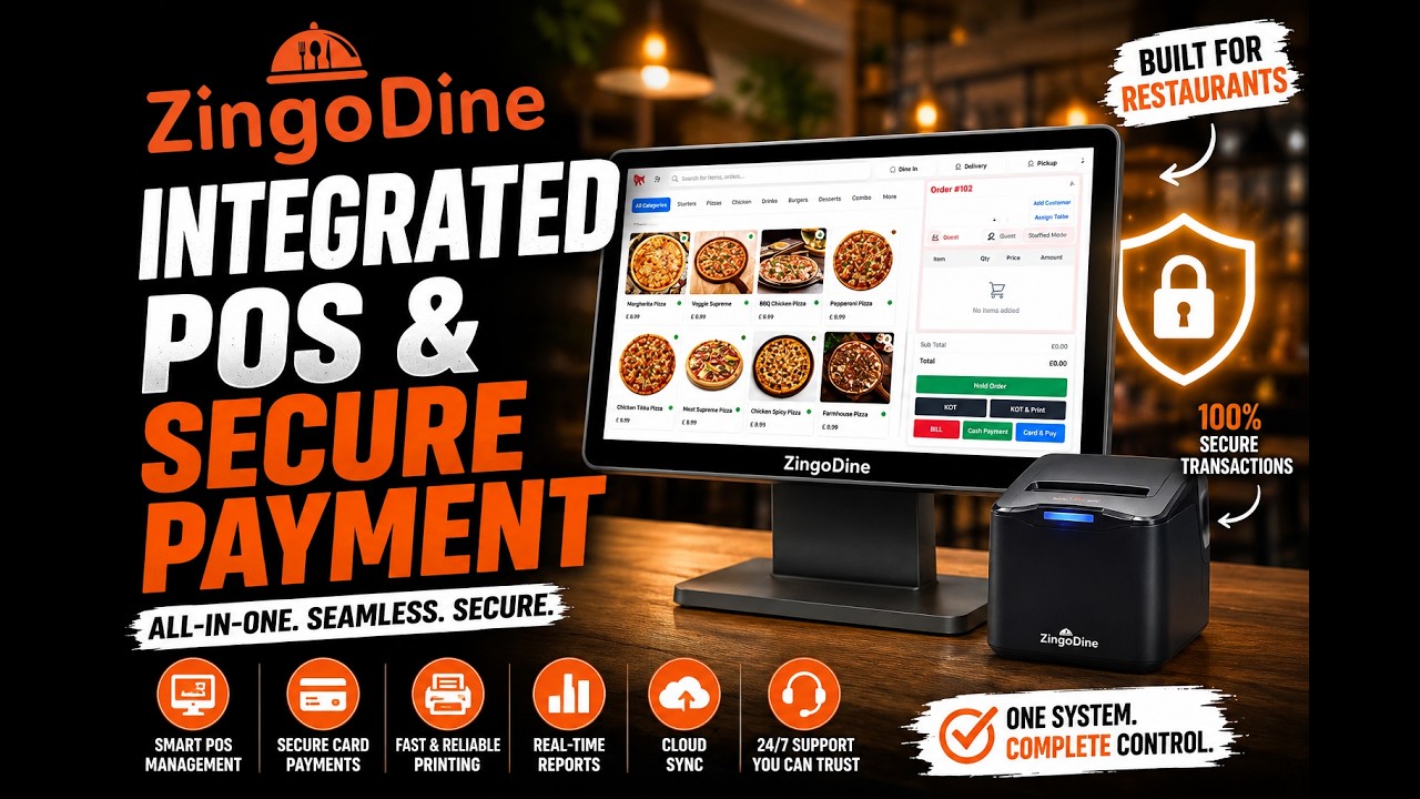 Integrated POS & Secure Payments Made Simple  ZingoDine Restaurant POS