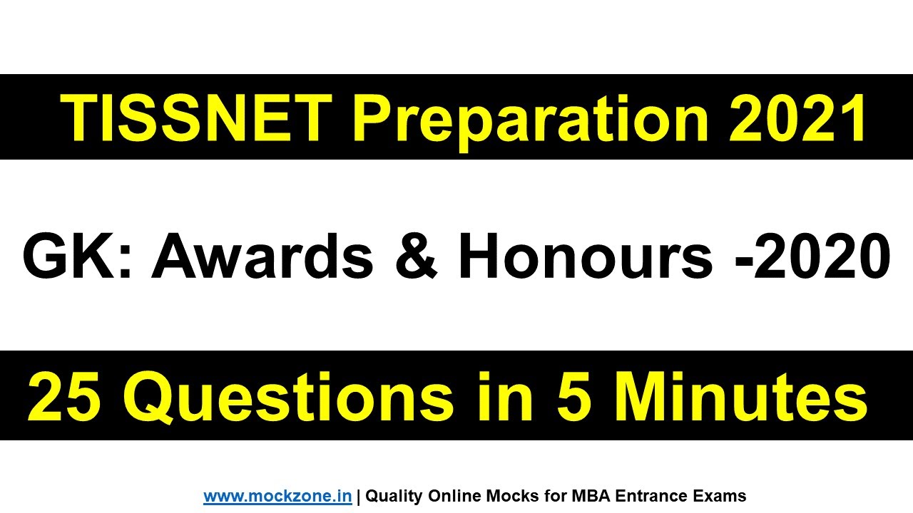 TISSNET 2020: 25 GK Questions in 5 Minutes || Awards & Honours 2020 || Must Watch