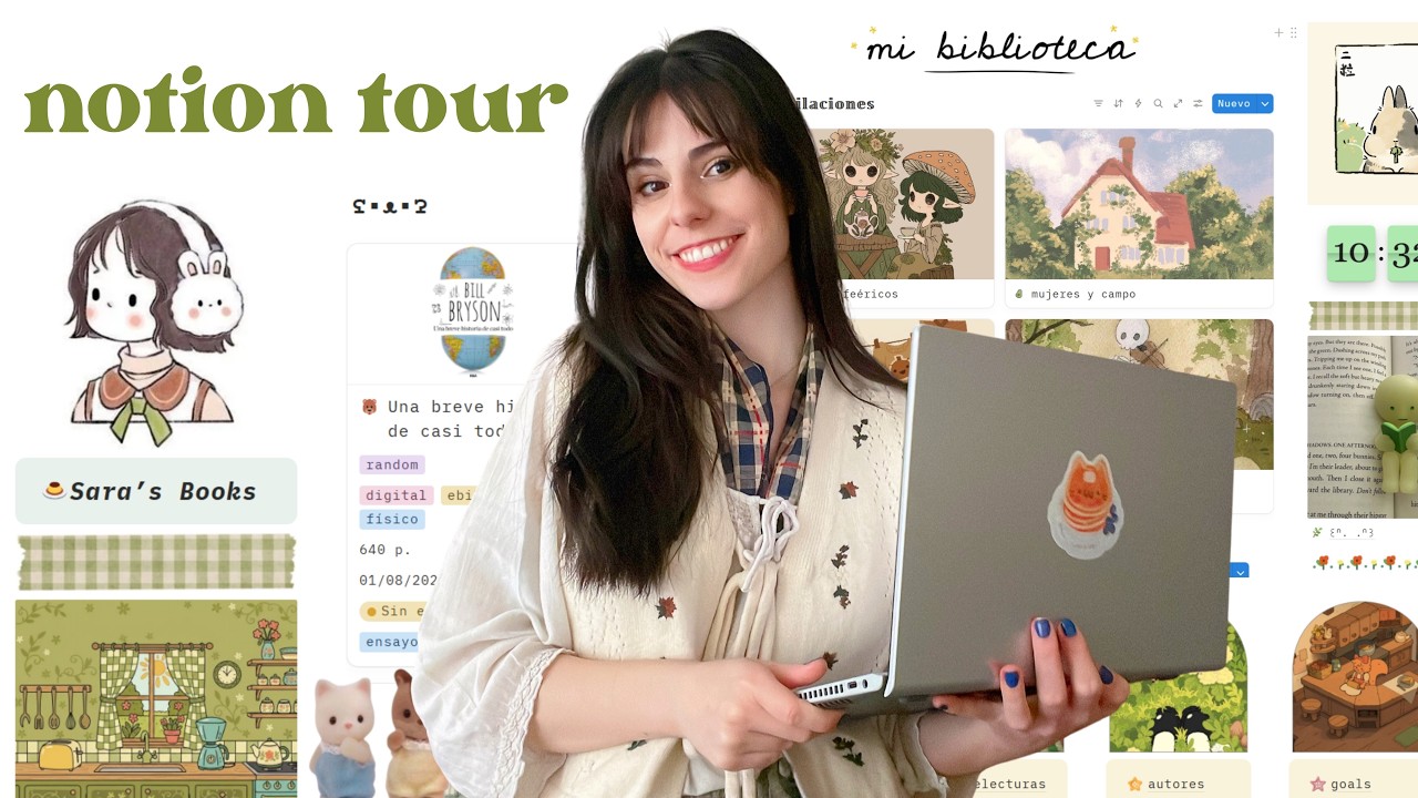 tour por mi biblioteca de Notion 🌱🍓reading journal digital (+ plantillas !!)