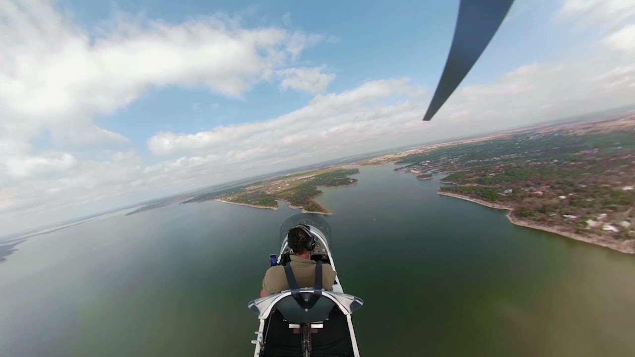 Flying over majestic Lake Whitney, TX  on an AutoGyro MTO Sport Gyroplane.