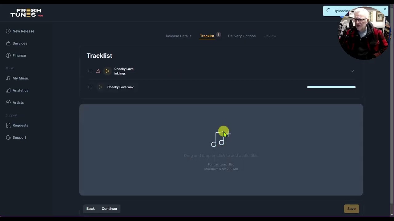 Fresh Tunes publishing uploads not working ok