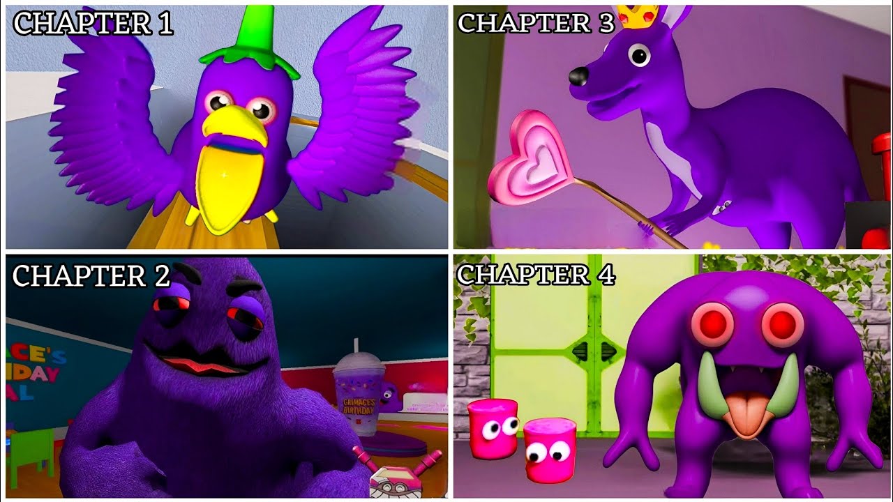 Garten Of Banban All Purple Monster Survival + Jumpscare (Chapter 1, 2, 3, 4)