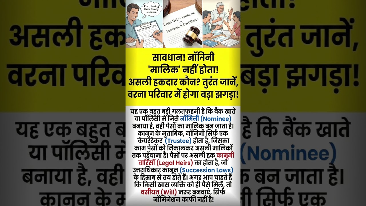 सावधान! नॉमिनी 'मालिक' नहीं देता! असली हकदार कौन? तुरंत जानें, वरना परिवार में होगा बड़ा झगड़ा!