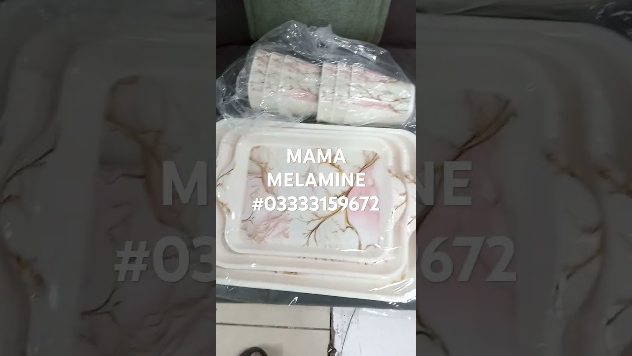 3 pc tray set with melamine glass