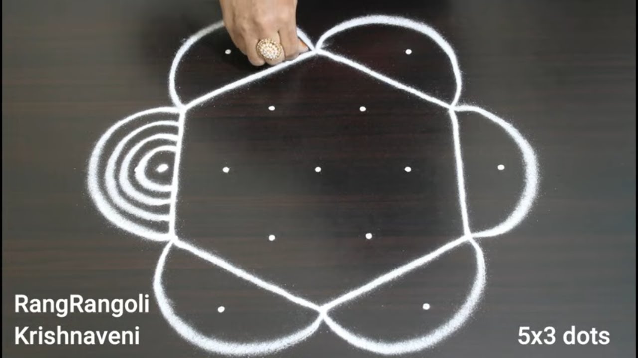 🌺Traditional Kolam Designs(5x3 dots)🌺Easy Dhanurmasam Muggulu by RangRangoli Krishnaveni