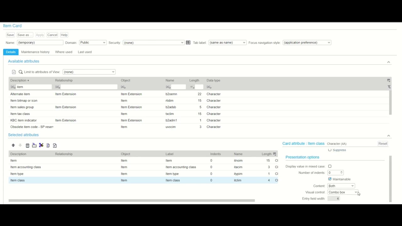 Creating attribute cards in Infor XA