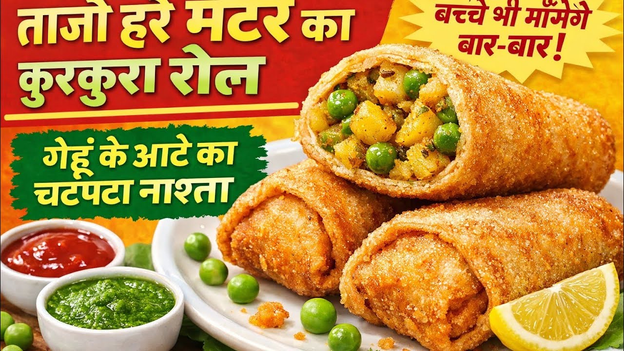 😋ताज़े हरे मटर आलू और आटे से बना टेस्टी और हेल्दी कुरकुरा समोसा रोल green peas snacks recipe 🔥