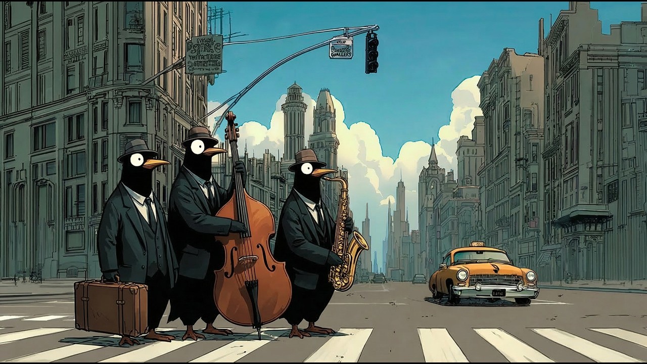 Penguins Play Jazz Above the City – Jazz for Focus & Calm Study