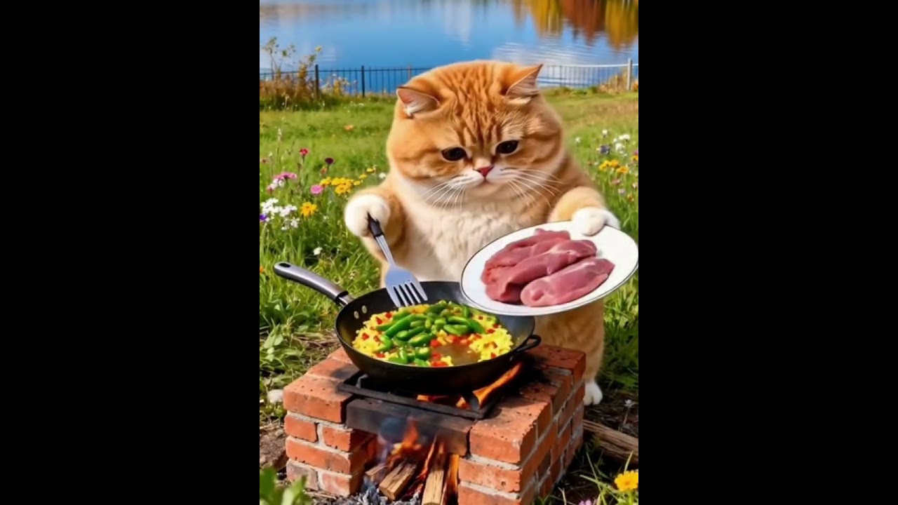 Orange Cat Chef: Oyen Baking Soft Bread and Cooking Delicious Meat!