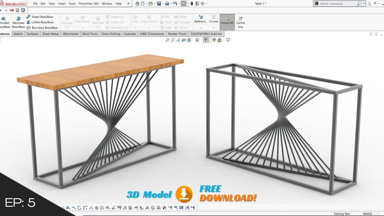 Solid works - Furniture Design | XY Coffee Table | EP05