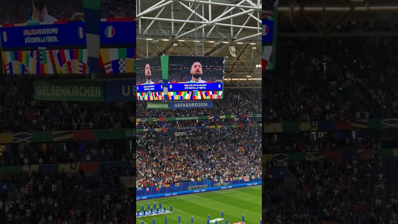 Italian national anthem during Euro 2024 game against Spain in Gelsenkirchen on 2024-06-20