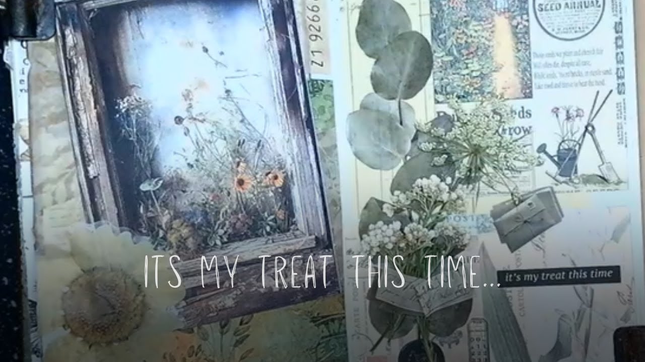 ASMR Collage-my treat this time | art journaling| creative journaling| scrapbooking| collage with me