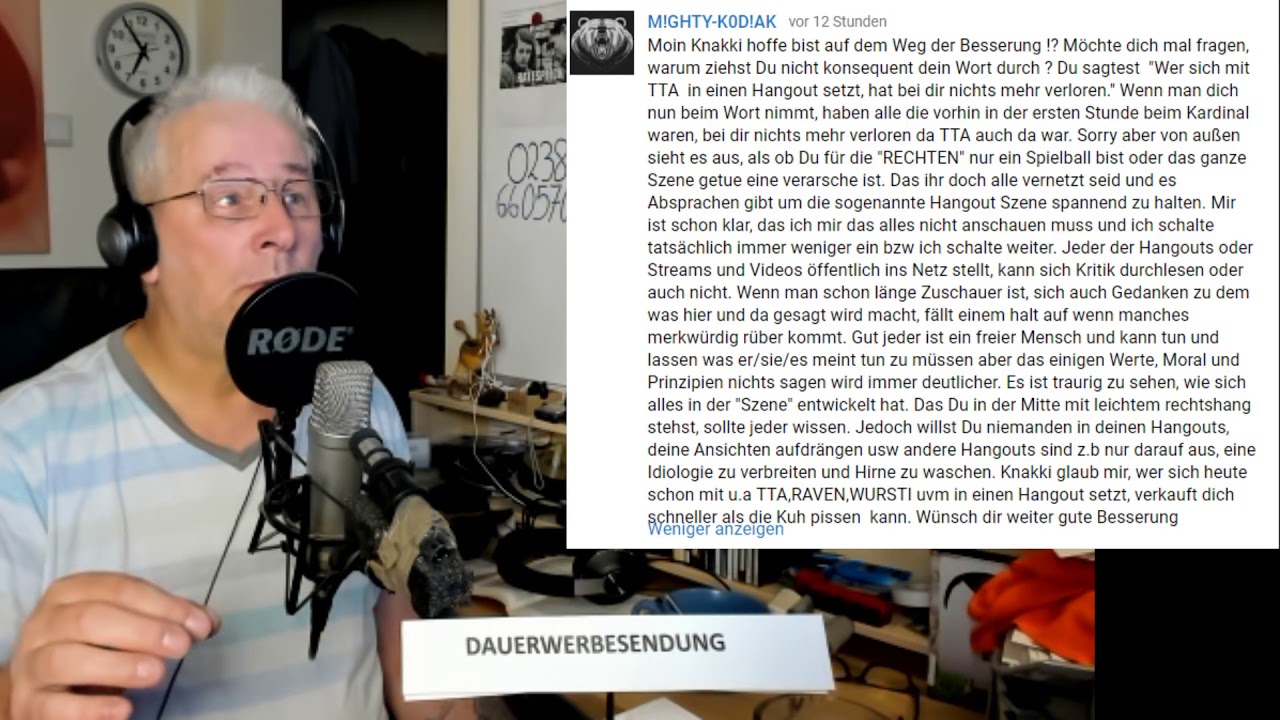 Knakki liest Kommentare   Standpunt zu Rechts und der HO Szene