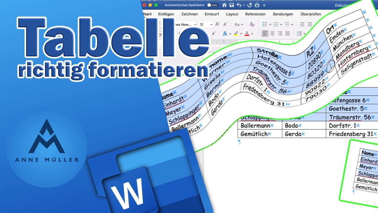 Formatting tables correctly in Word