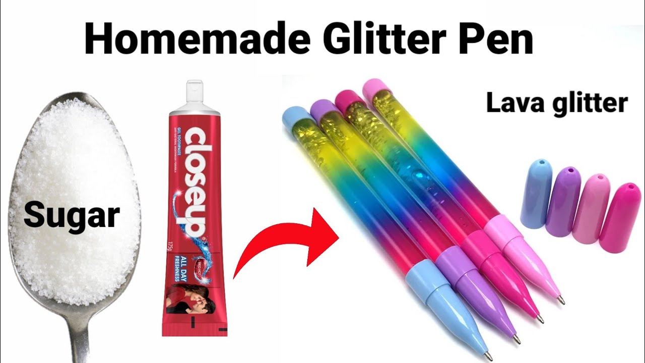 How to make Unicorn Liquid Pen/Lava Glitter Pen/How to make Glitter pen/DIY glitter pen/Homemade Pen