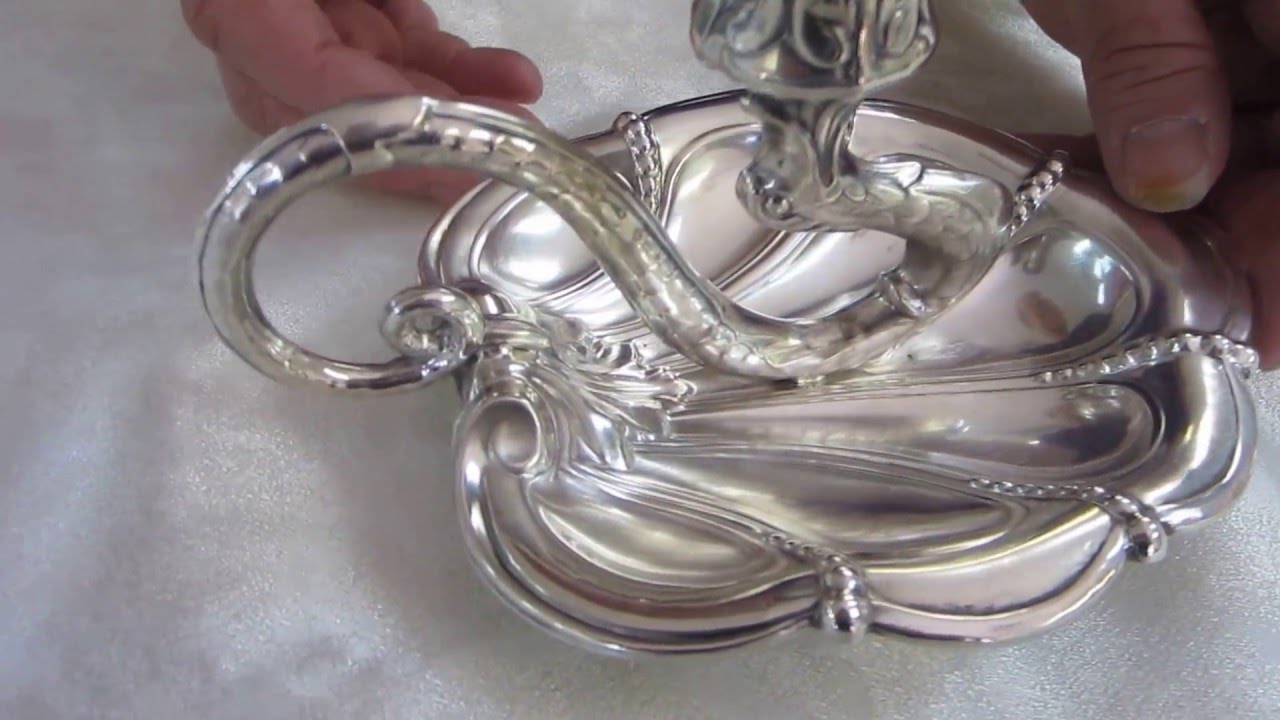 Vintage 800 Sterling Silver Sea Serpent Candle Stick