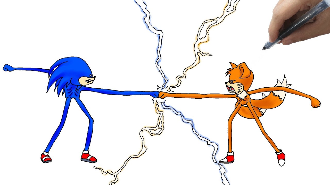 How to draw shin sonic vs shin tails step by step
