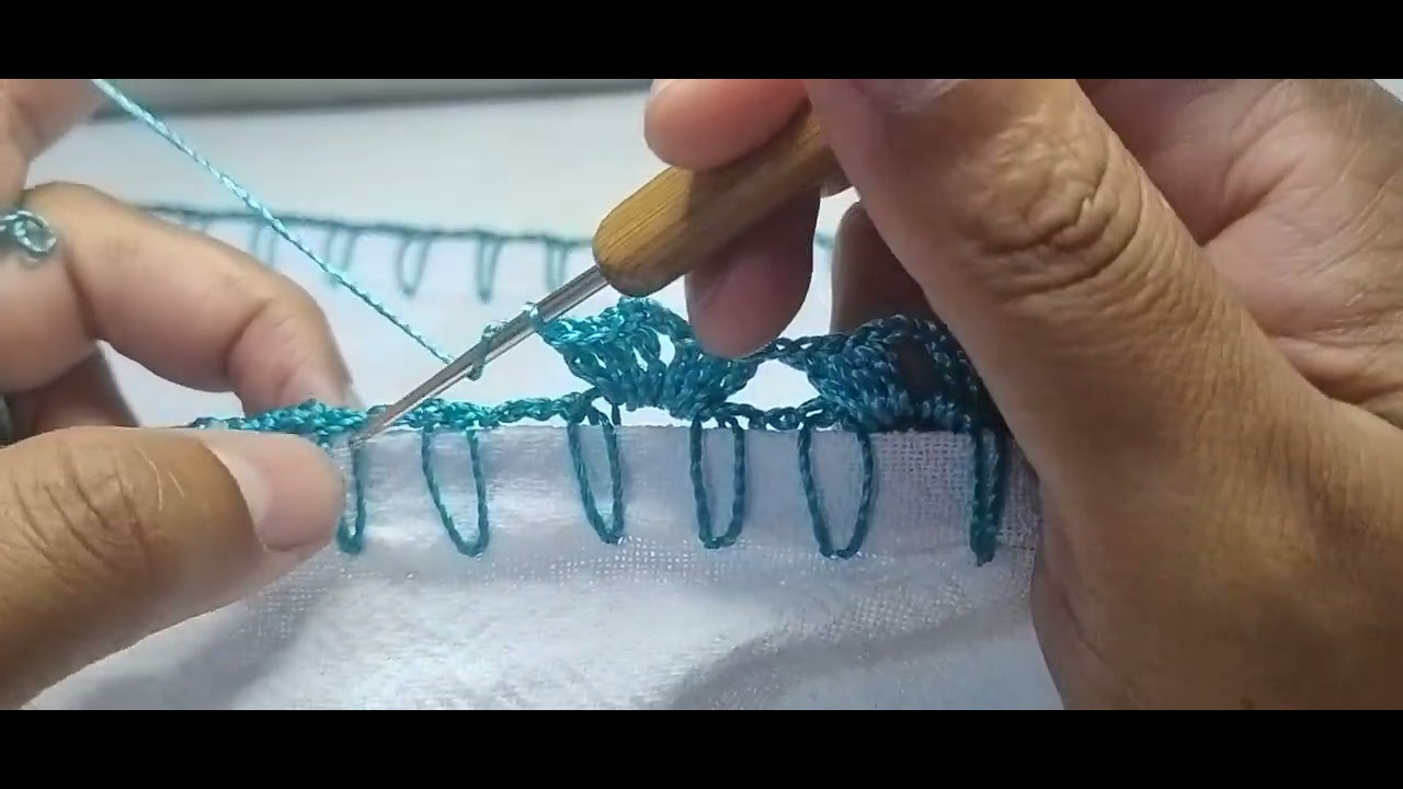 Bico | Pano de prato| Barradinho de crochê fácil e rápido| 2 carreiras