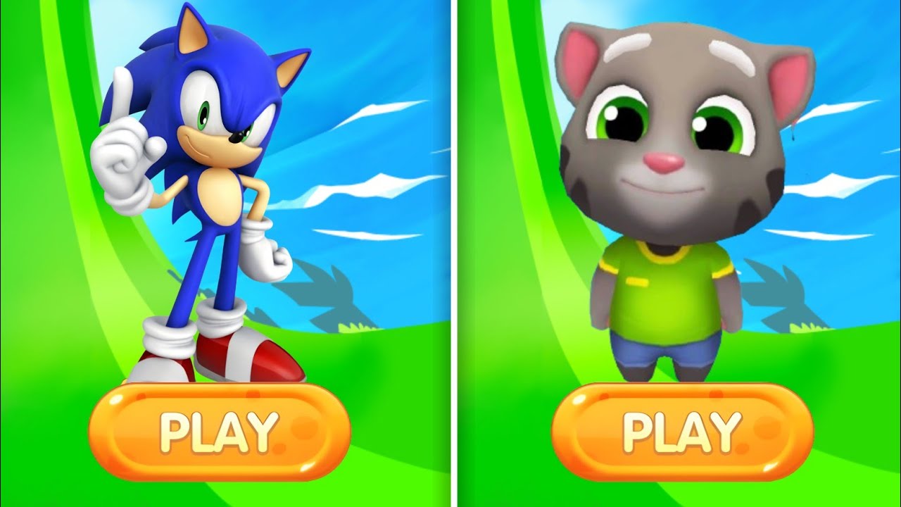 Sonic Dash Vs Talking Tom gold run - Movie Sonic Vs All Boss Zazz Egman All characters unlocked 