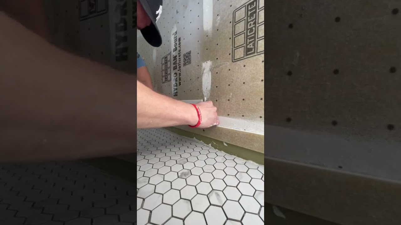 How to start tiling shower wall. #diy #shorts #youtubeshorts